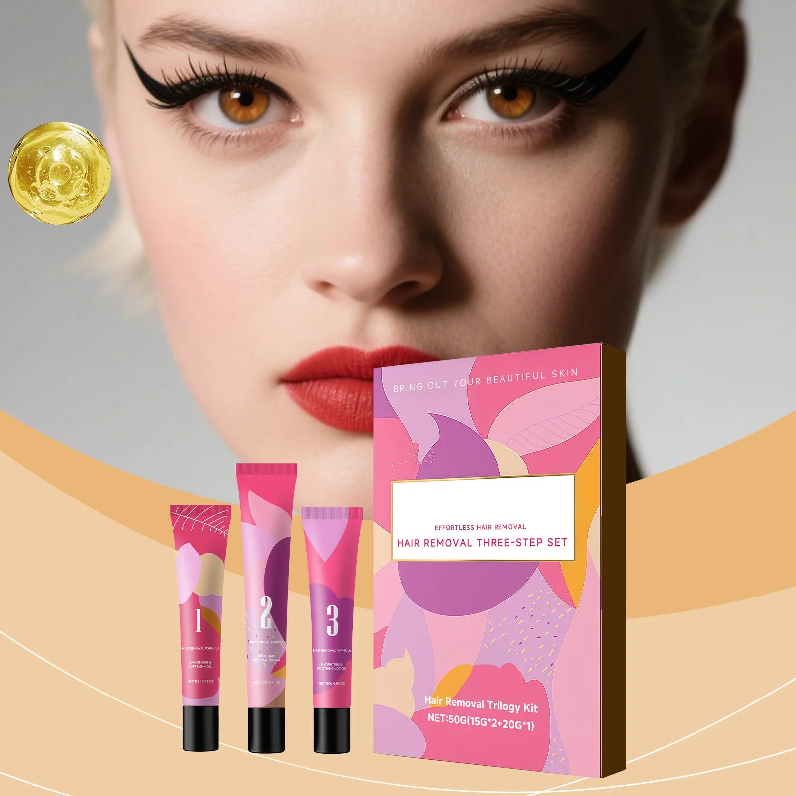 Facial Hair Removal Cream Kit Gentle Painless Depilatory Smoothing Refreshing Texture Sensitive Skin Softening Soothing Lotion Peaceful Pleasures Health and Wellness