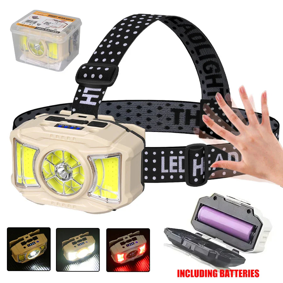 KDULIT LED Headlamp 4 Modes Sensor Type-C Rechargeable IPX4