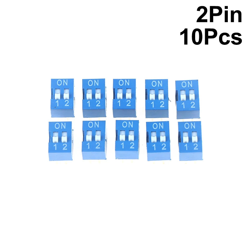 Blue DIP Switch Kit 1–10 Pin Slide Toggle 2.54mm | 10pcs DIP Switch Kit Peaceful Pleasures Health and Wellness 2Pin 10Pcs