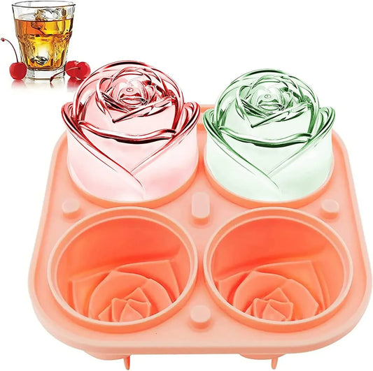 3D Rose Ice Cube Mold – 2.5" Silicone Flower Ice Tray, 4 Giant Silicone Ice Mold Oasis Select