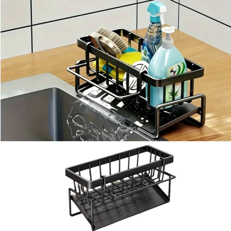Sink Caddy Sponge Holder | Auto Draining Kitchen Organizer