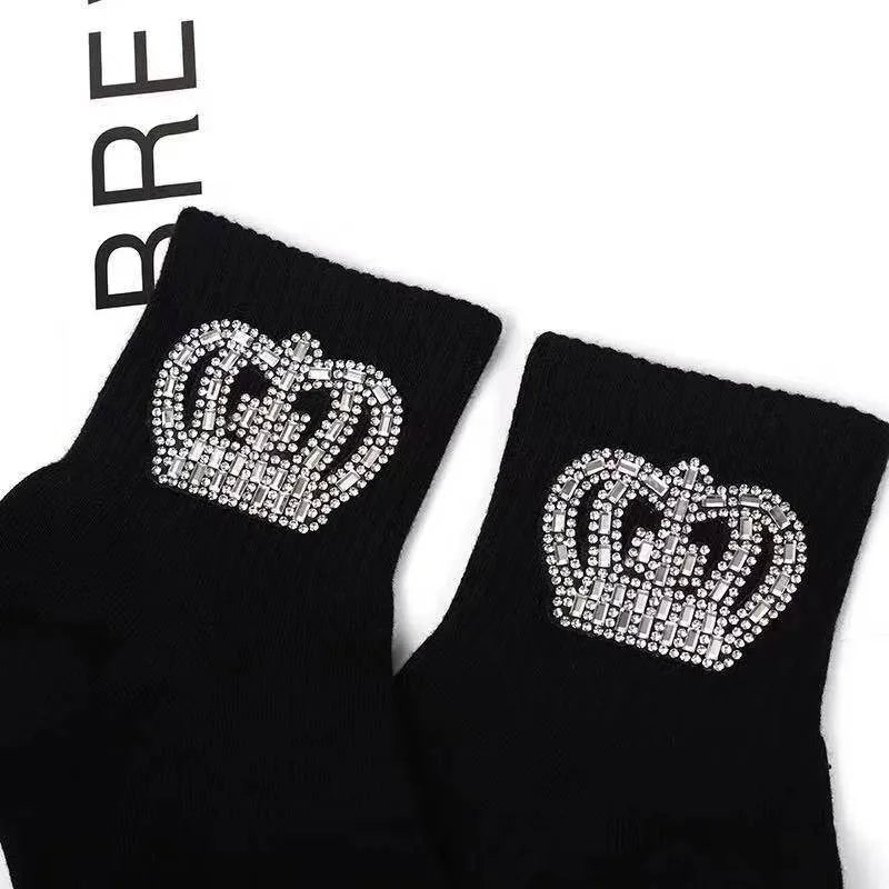 New Rhinestone Decorative Socks, Fashionable Diamond Sparkling Socks, Cute Cartoon Animal Pattern Comfortable Low Cut Socks Peaceful Pleasures Health and Wellness