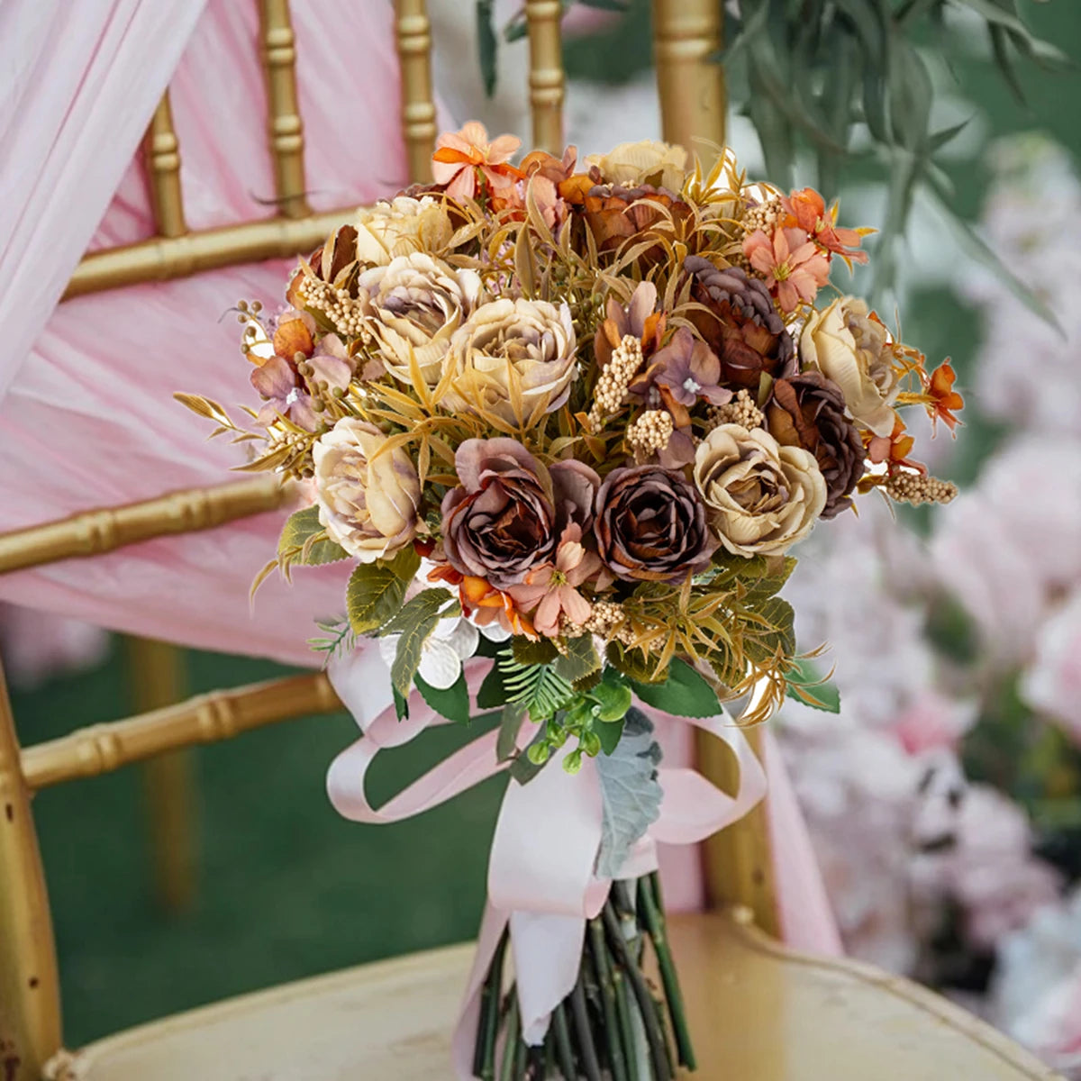 Artificial Silk Roses & Peony Bouquet | Wedding & Home Decor
