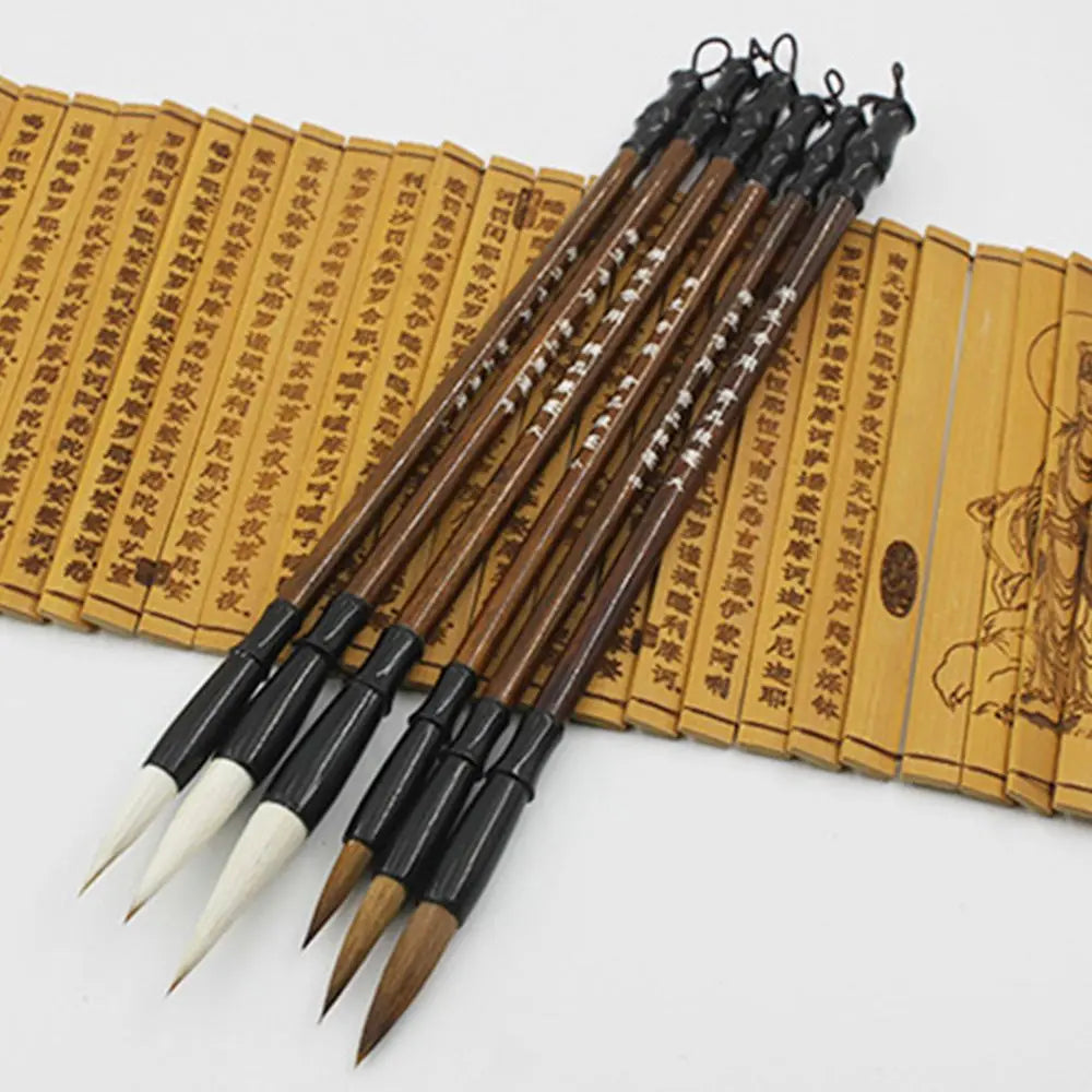 Writing Practice White Woolen Stationery Chinese Calligraphy Writing Brush Brush Pen Brown Weasel Hair Peaceful Pleasures Health and Wellness