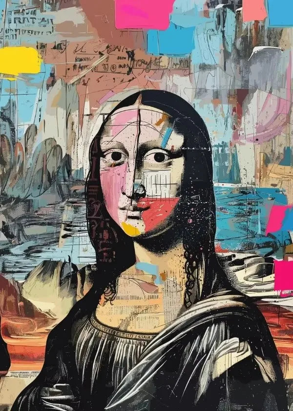 Watercolor Canvas Painting Graffiti Funny Posters Wall Art Picture Living Room Home Decor Gifts Interesting Mona Lisa Creative Peaceful Pleasures Health and Wellness T80360-09 50x70cm Unframed