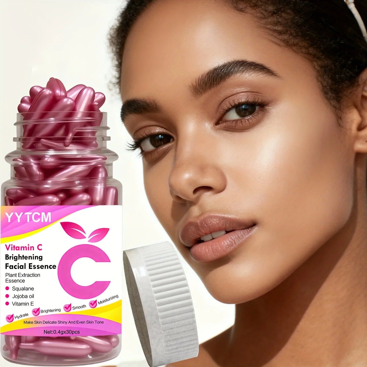 Vitamin C Skin-Brightening and Moisturizing Capsule Essence, Hydrates and Smooths the Skin, Contains Plant-Based Squalane, Vitamin E, Magnolia Oil, and Jojoba Seed Oil for Deep Hydration and Skin-Brightening Essence (0.4Gx90 Peaceful Pleasures Health and Wellness