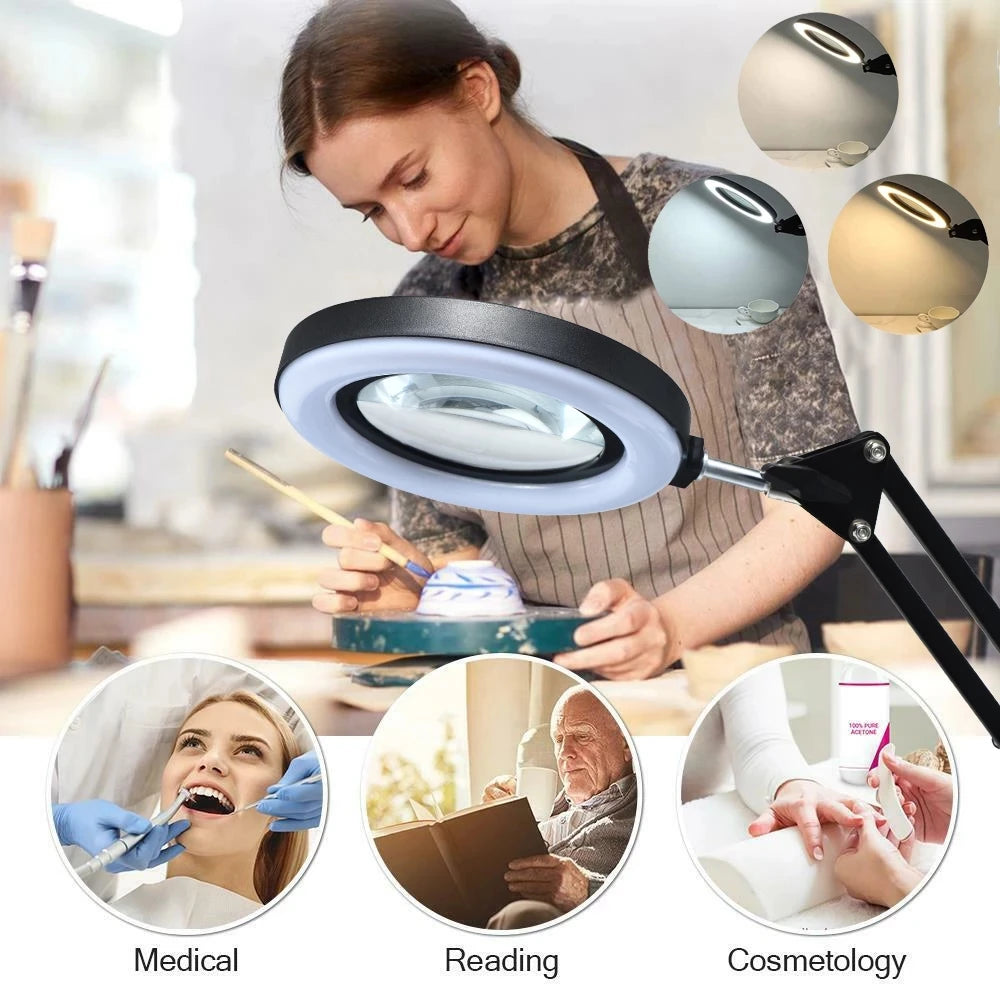 72LED 8X/10X NEW Illuminated Magnifier USB 3 Colors LED Magnifying Glass for Soldering Iron Repair/Table Lamp/Skincare Beauty Peaceful Pleasures Health and Wellness