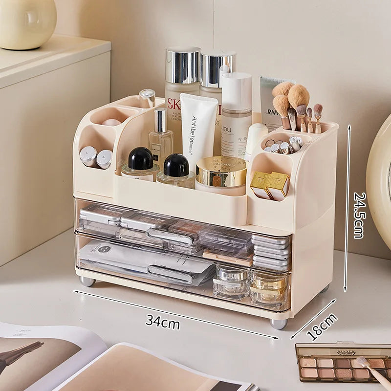 Vanity Cosmetic Organizer Large Capacity Desktop Makeup Storage Box Dustproof Drawers Multi-Functional Skincare Display Case Peaceful Pleasures Health and Wellness Cream