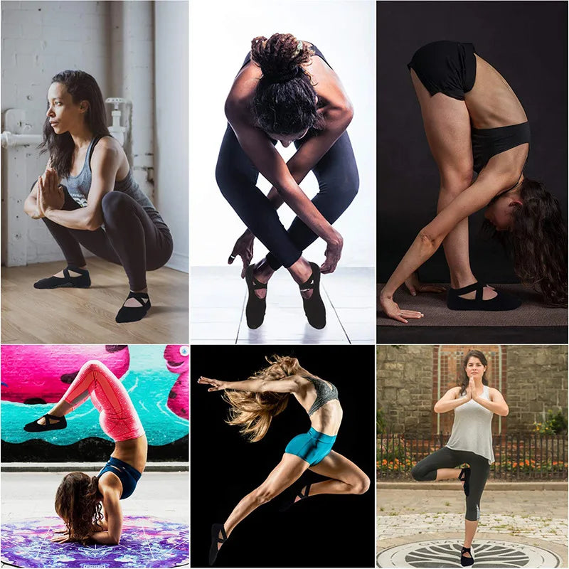 Bandage Yoga Pilates Socks for Women Ballet Dance Cotton Socks Anti-slip Woman Sport Sock Gym Workout Slipper Running Grip Sock Peaceful Pleasures Health and Wellness