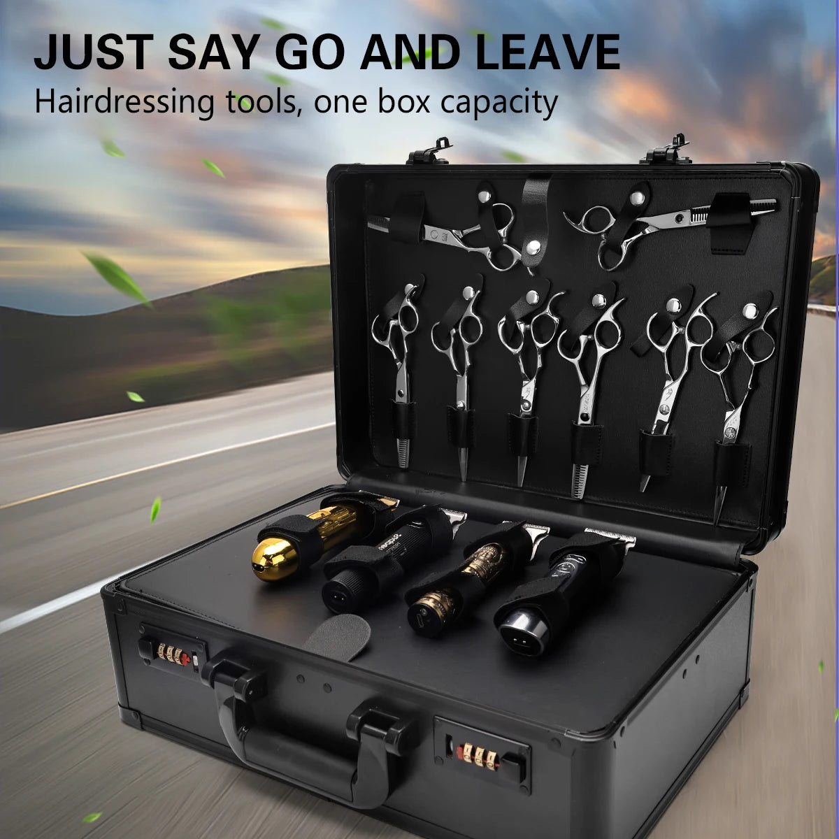 Professional Barber Supplies Case Salon Hairdressing Accessories With Password Atorage Case Carrying Multifunctional Travel Box Peaceful Pleasures Health and Wellness