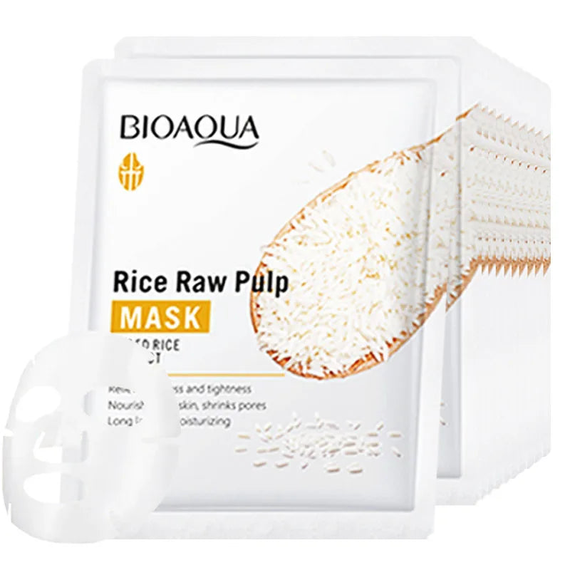 BIOAQUA Rice Raw Pulp Facial Masks Skincare Moisturizing Firming Hydrating Face Mask Sheets Mask Korean Skin Care Peaceful Pleasures Health and Wellness