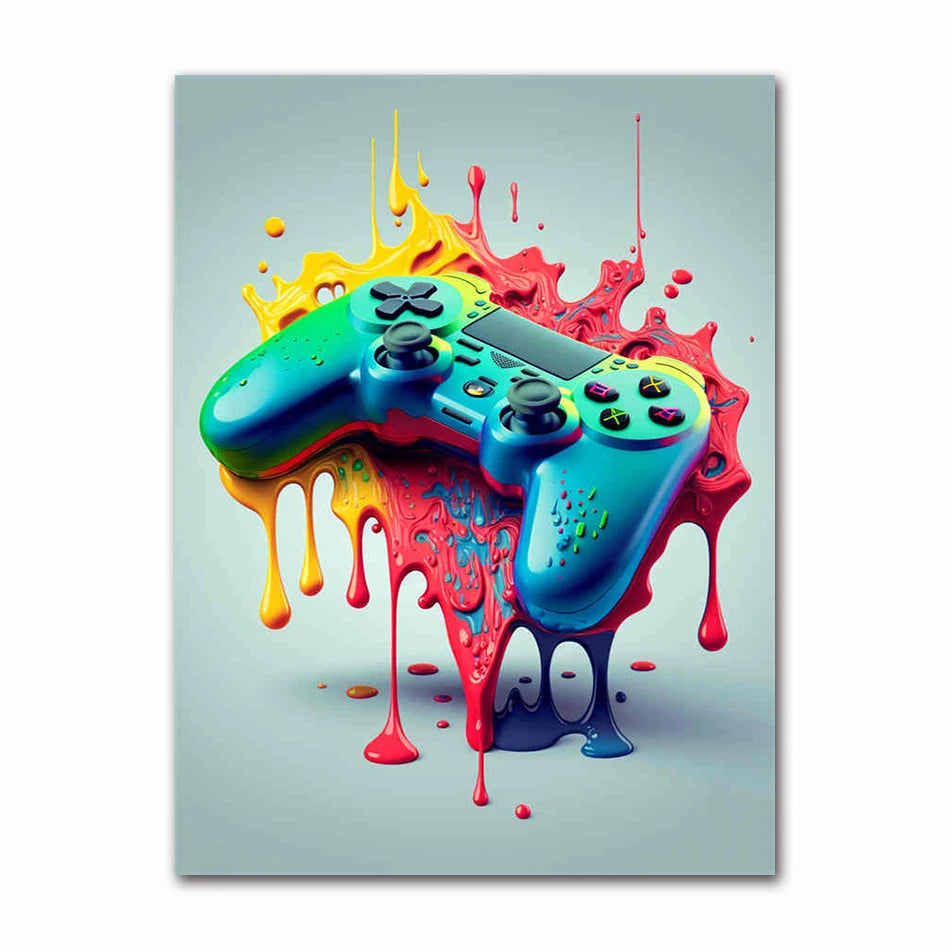 Colorful Game Controller Wall Art Poster Prints Nordic Aesthetic Picture Canvas Painting Gaming Boy Room Home Decoration Peaceful Pleasures Health and Wellness A60557-11 40x60cm Unframed