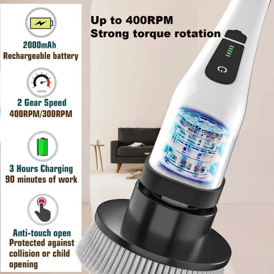 Cordless Electric Spin Scrubber Multipurpose Power Cleaning Brush for Bathroom Toilet Kitchen Cleaning Remove Stains Mold Hair Peaceful Pleasures Health and Wellness
