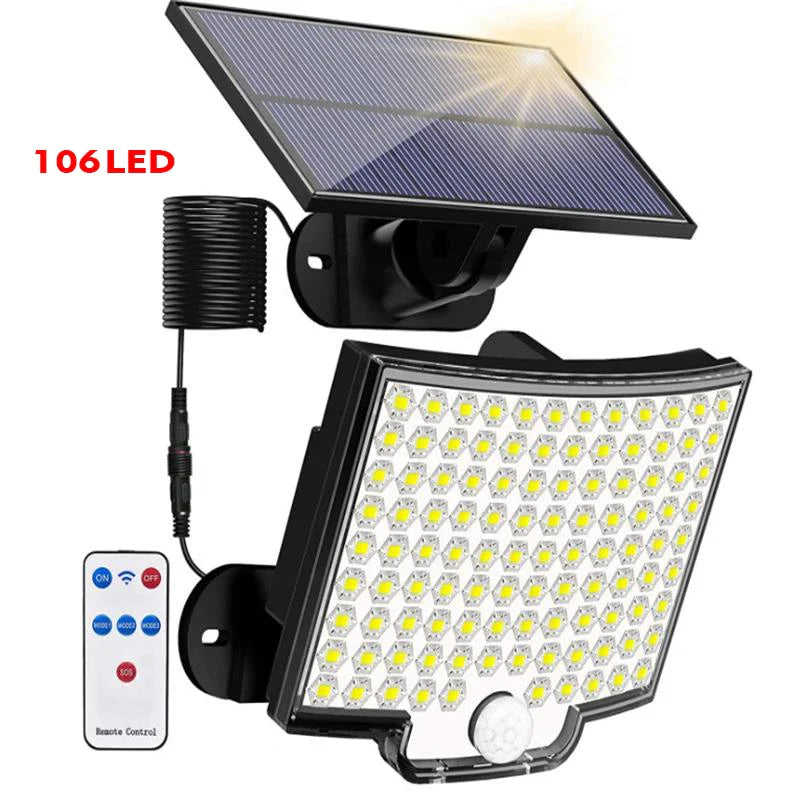 106 LED Solar Motion Sensor Outdoor Wall Light | IP65 Remote