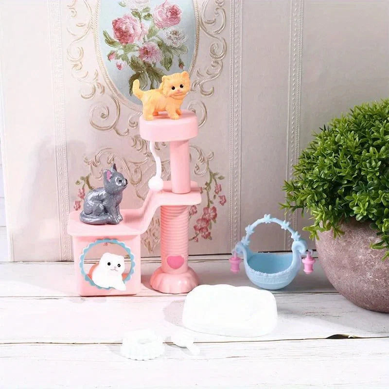 Kawaii Mini Cat & Dog Dollhouse Figures – 2 Sets | 1:12 Scale