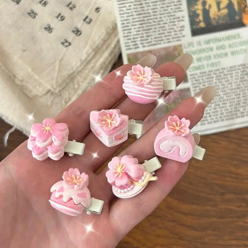 Cherry Blossom Resin Hair Clips Women Girls | 5/6 Pcs Set