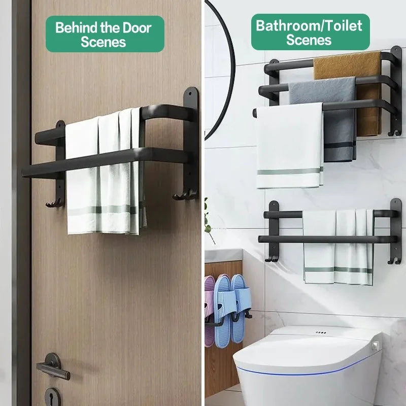 Wall-Mounted Aluminum Towel Rack | 1, 2 & 3 Bar Options