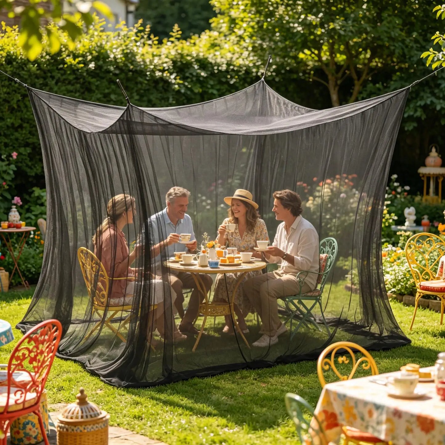 300*300*250cm Camping Fly Net Mesh Canopy Fly Barrier For Outdoor Patio Balcony Backyard Pergola Gazebo, Insect Protection Peaceful Pleasures Health and Wellness