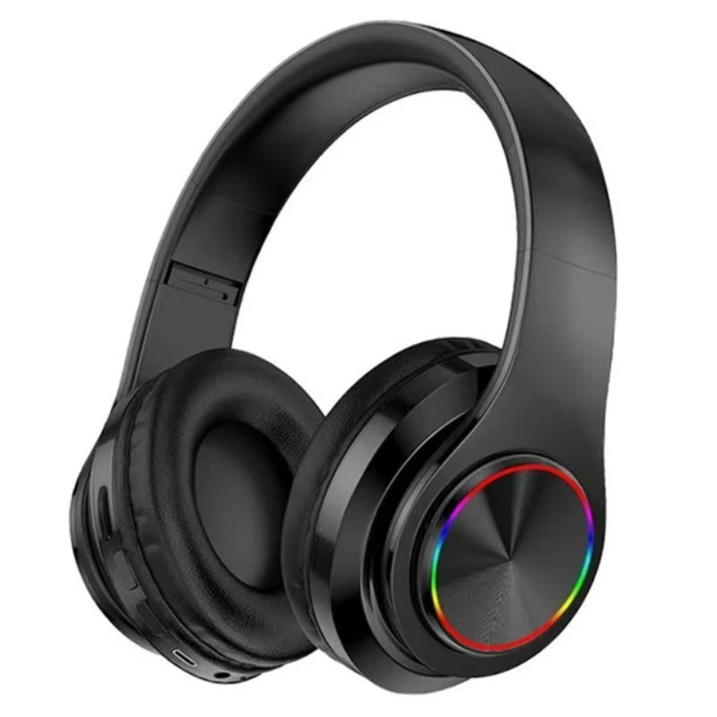 B39 Bluetooth Headphones RGB Lighting Noise Cancellation Foldable Headsets Over Ear Stereo HIFI Sports Headset TF Music Player Peaceful Pleasures Health and Wellness black