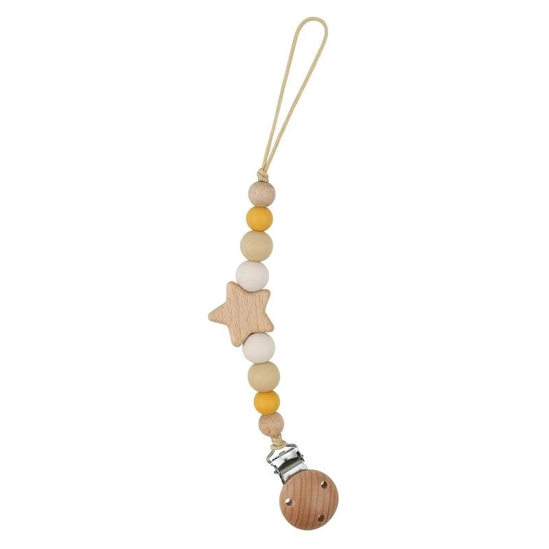 Baby Pacifier Clip Silicone Beads & Star | Teething Gift
