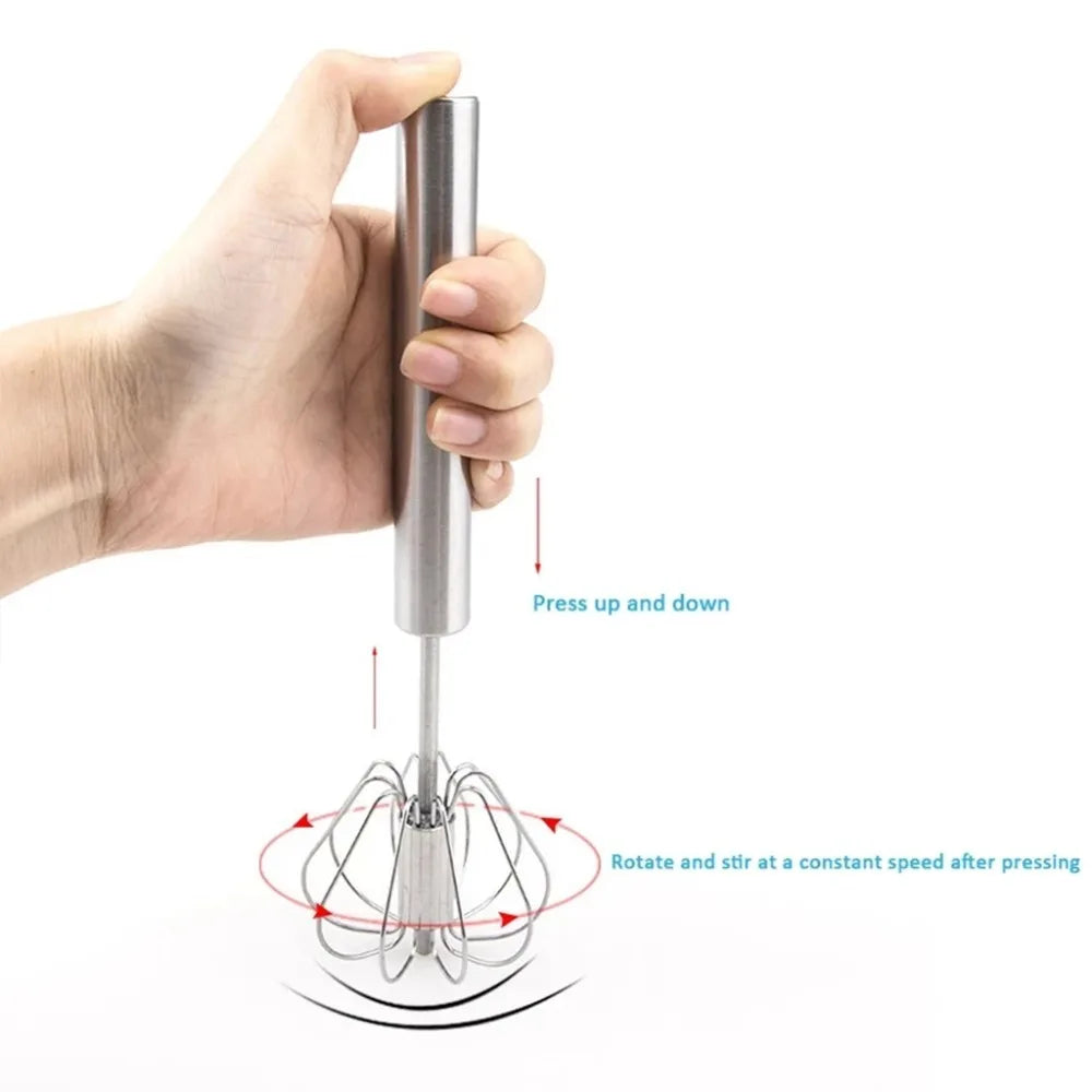 Semi-Automatic Stainless Steel Hand Whisk & Egg Beater