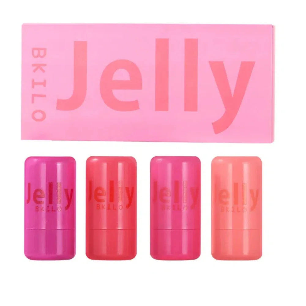 4-Piece Jelly Cheek Blush Tint Set – 3-in-1 Lip & Face Makeup