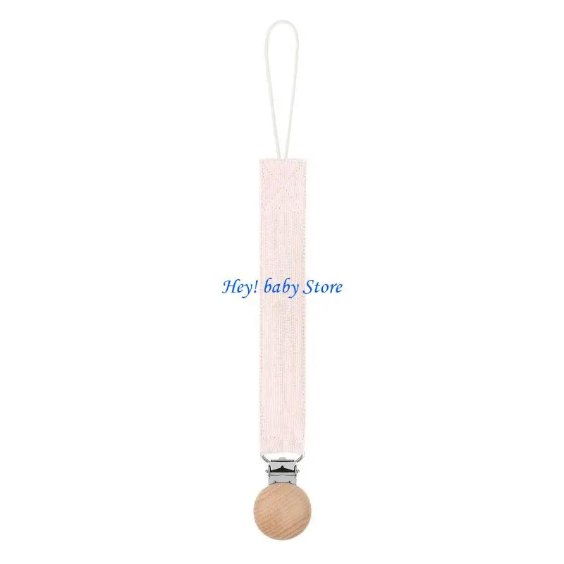 Baby Pacifier Clip Chain Holder | Cotton, Metal & Beech Wood