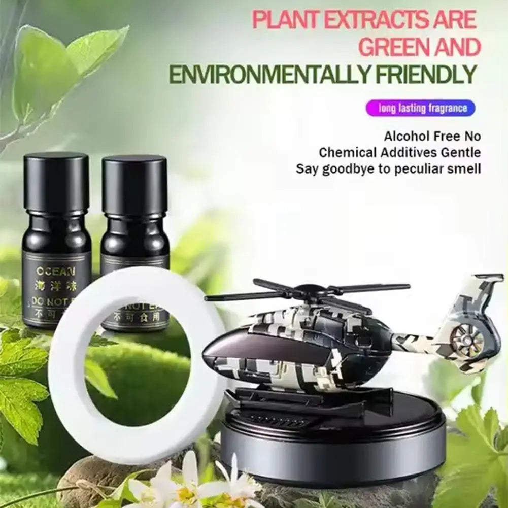 Car Solar Air Freshener Airplane Solar Helicopter Interior Accessories Trim Propeller Rotary Perfume Diffuser Deodorant Peaceful Pleasures Health and Wellness