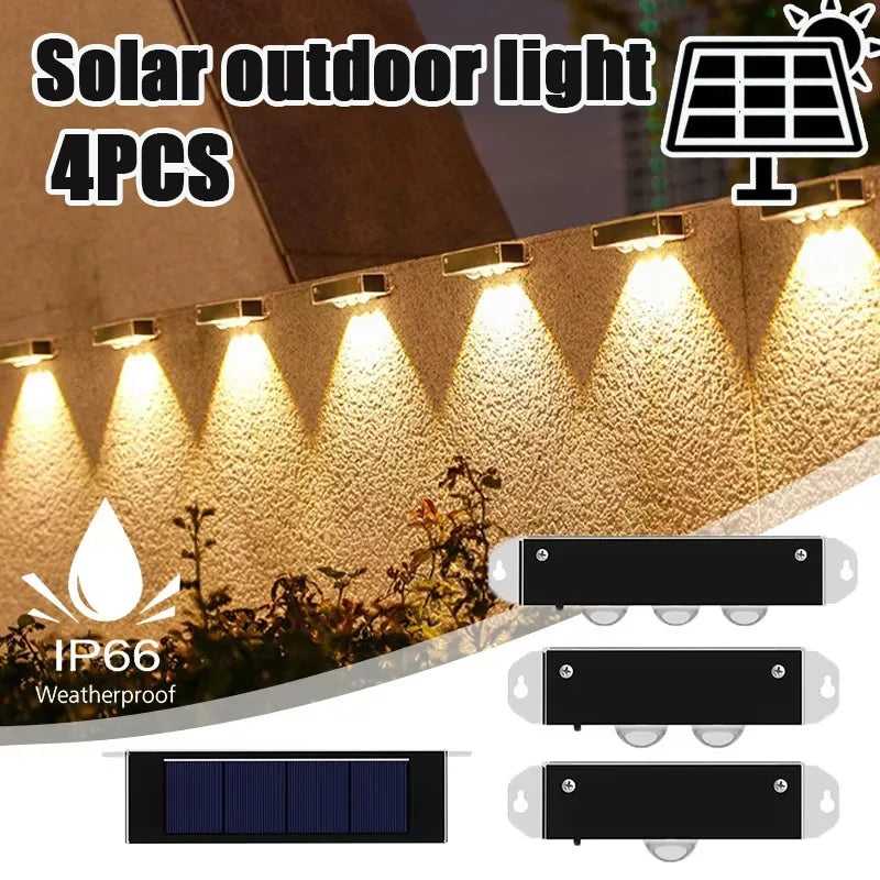 4-Pack Solar Outdoor Wall Lights – IP66 Waterproof Garden Lamps