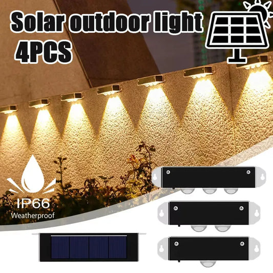 4-Pack Solar Outdoor Wall Lights – IP66 Waterproof Garden Lamps Solar Wall Light Peaceful Pleasures Health and Wellness