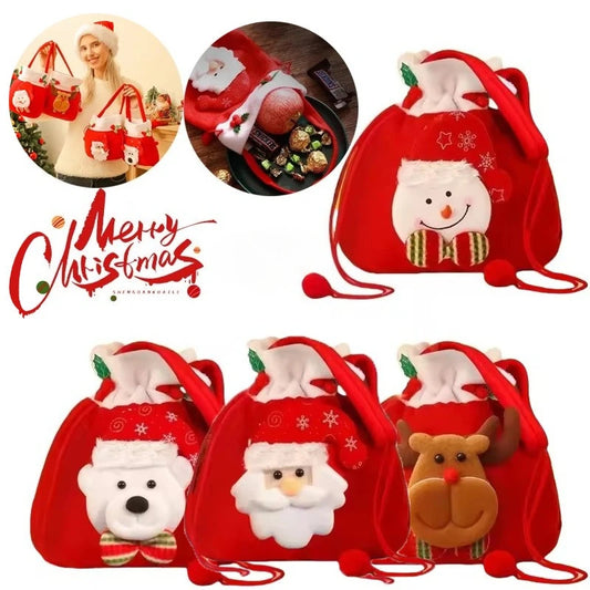 Christmas Gift Bags Santa Snowman Moose Drawstring Goodie Bags Christmas Gift Bags Peaceful Pleasures Health and Wellness