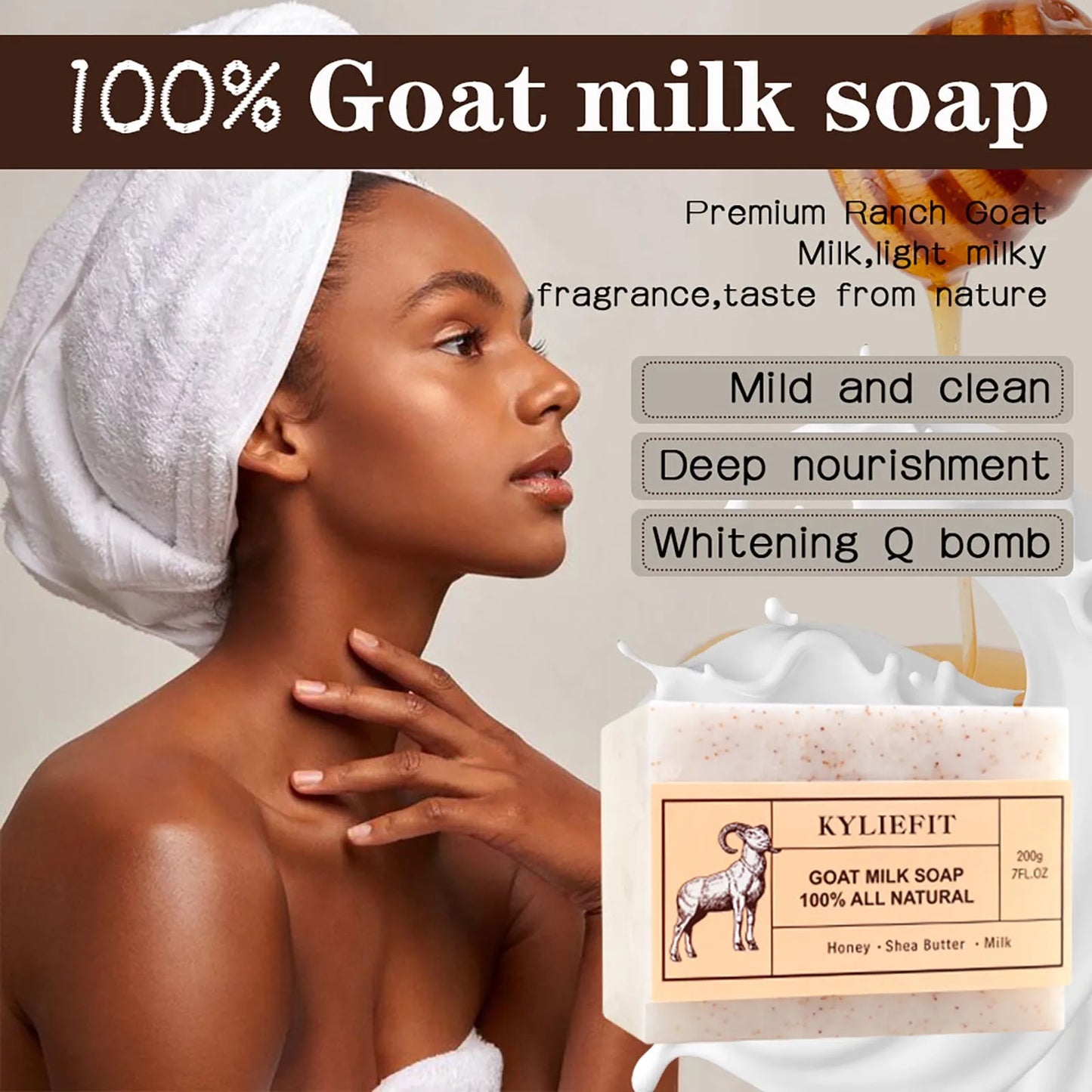 AILKE Organic Goat Milk Soap Bar | Honey & Shea Butter