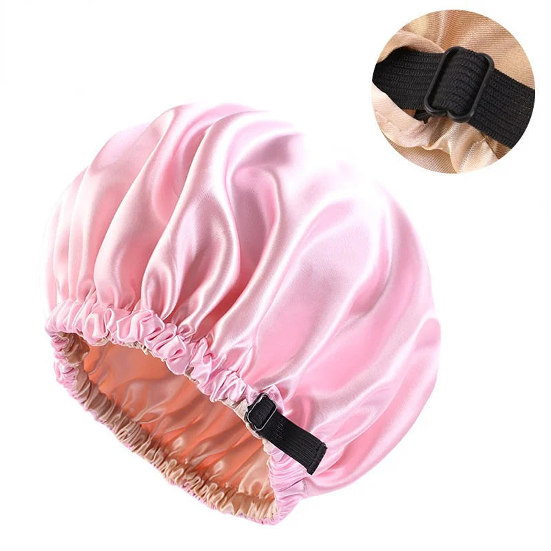 New Satin Hair Cap for Sleeping Invisible Flat Imitation Silk Round Haircare Women Headwear Ceremony Adjusting Button Night Hat Peaceful Pleasures Health and Wellness