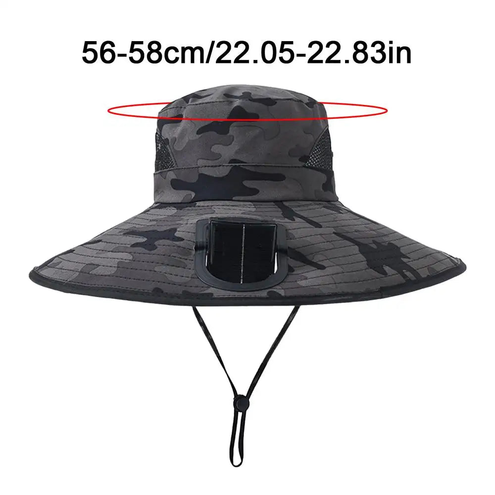 Solar Fan Fishing Hat – Wide Brim Sun Cap for Outdoors
