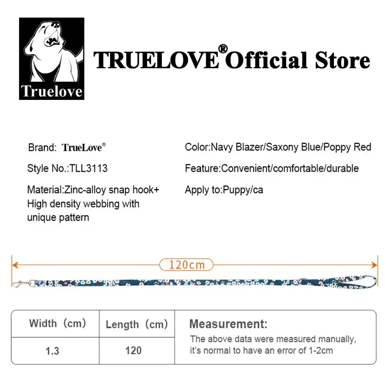 Truelove Floral Pet Leash Premium Quality Trendy Durable and Stylish Designs for Small Medium Top Dropshipping Choice TLL3113 Peaceful Pleasures Health and Wellness