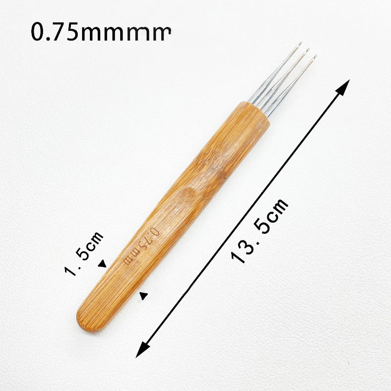 3Pcs 0.5/0.75MM Wooden Hair Crochet Needle Dreadlocks Braids Hair Crochet Hook Single/Double/Three Head Hair Crocheting Needles Peaceful Pleasures Health and Wellness Three 075mm