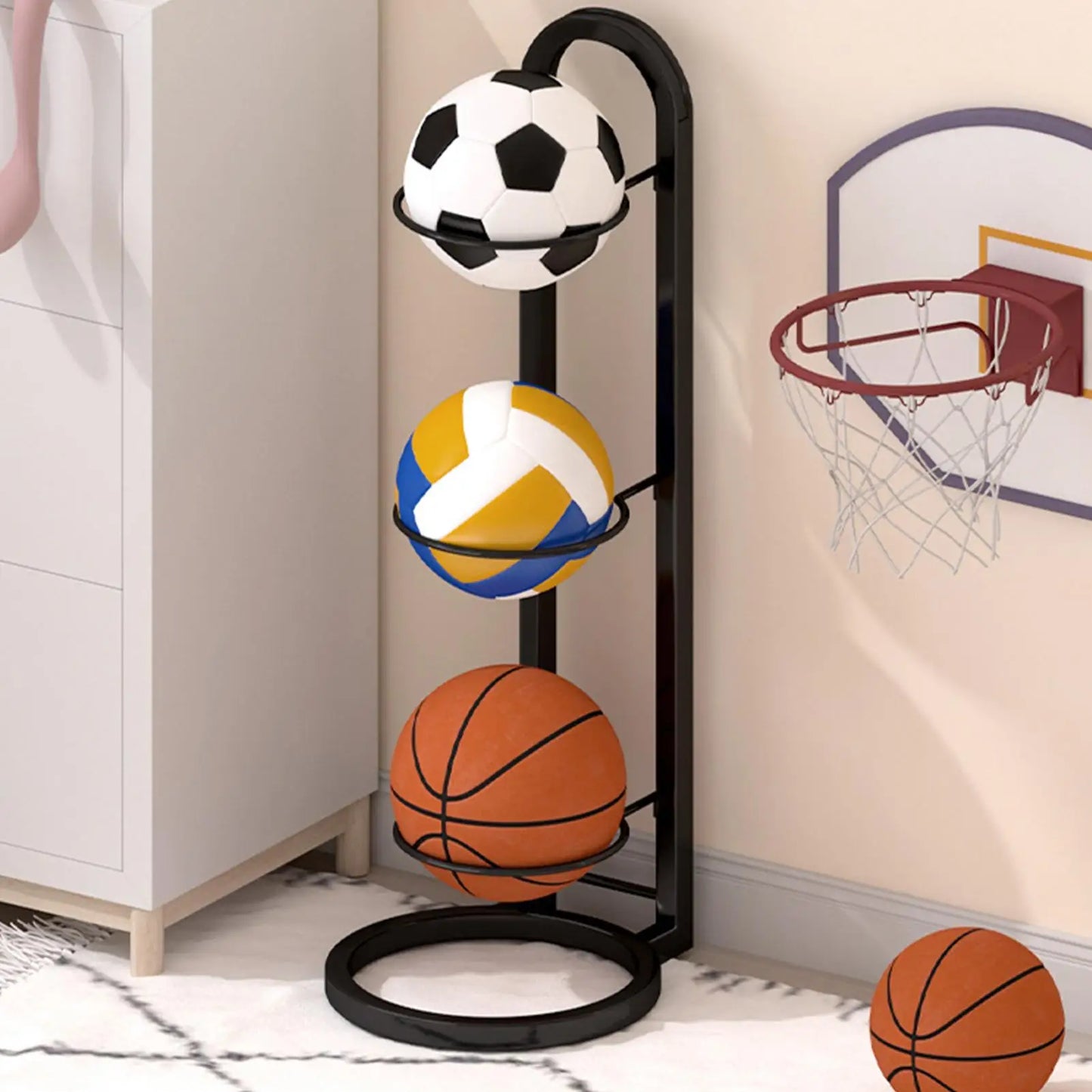 Heavy Duty Steel Multi-Sport Ball Rack Stand – 2/3/4-Tier