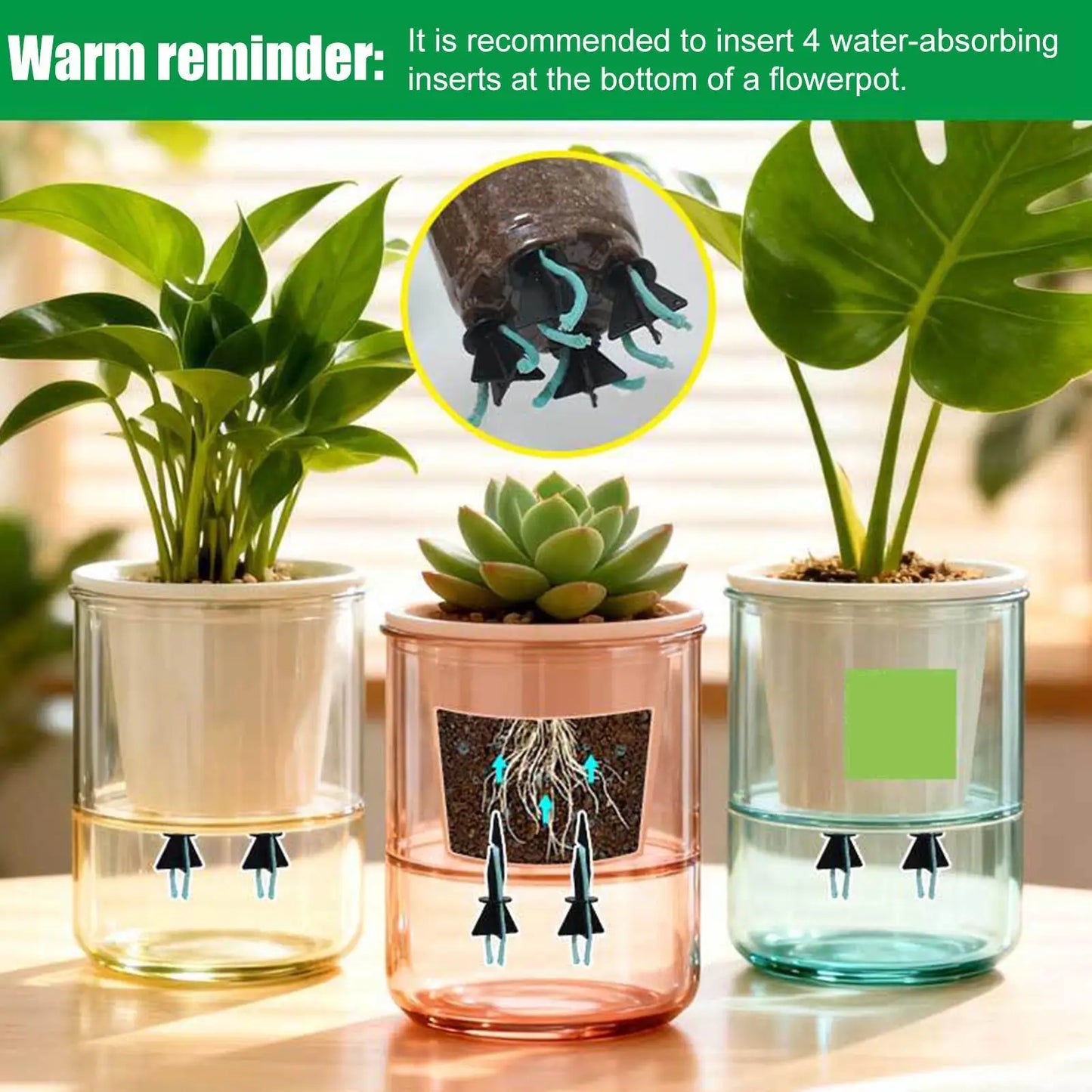 4pcs Plant Water Absorber Set Self-Watering Tool with Sharp Pointed Tip Watering Spikes Vacation Auto Irrigation System Peaceful Pleasures Health and Wellness
