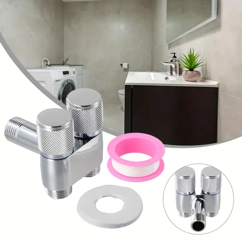Dual Outlet Corner Valve G1/2 – 1-In 2-Out Alloy Angle Valve