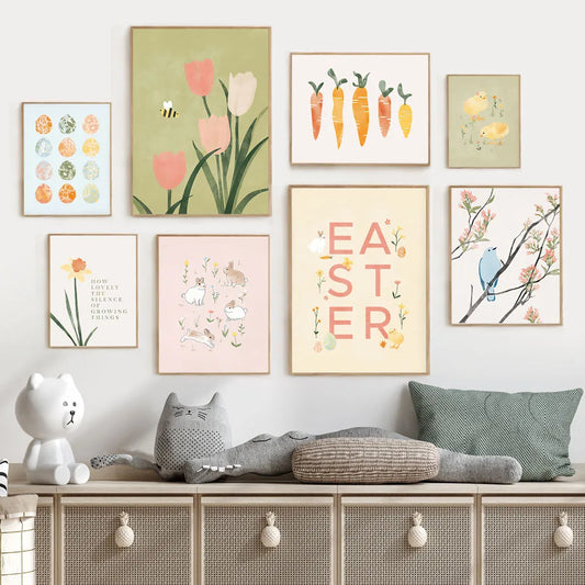 Easter Spring Pastels Minimalist Canvas Wall Art | Nordic Print Canvas Wall Art Peaceful Pleasures Health and Wellness