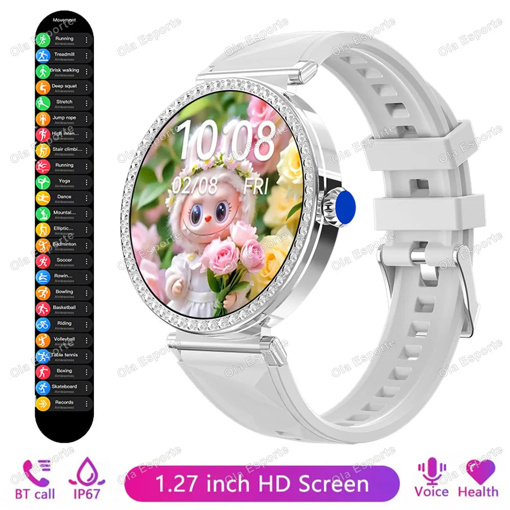 Smartwatch Luxury Fashion Female Physiological Reminder Bluetooth Music Women's Fashion Smart Watch Holiday Gift 2026 New HW12 Peaceful Pleasures Health and Wellness Silver