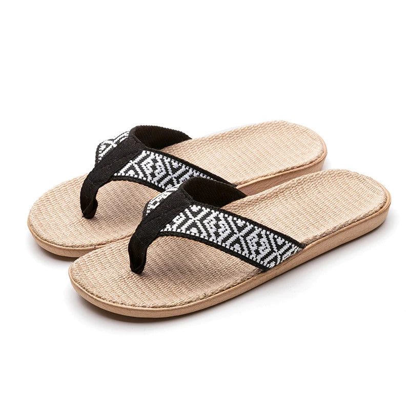 Women's Linen Non-Slip Flat Slide Slippers | Summer Sandals