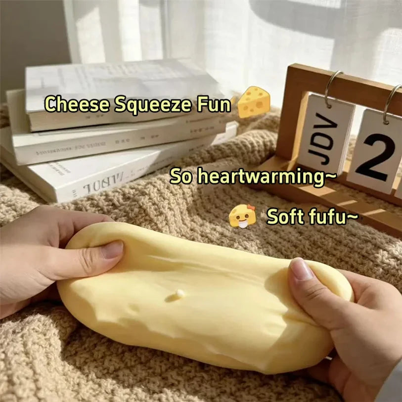 Giant Cheese Cube Squeeze Ball – 7cm TPR Sensory Fidget Toy