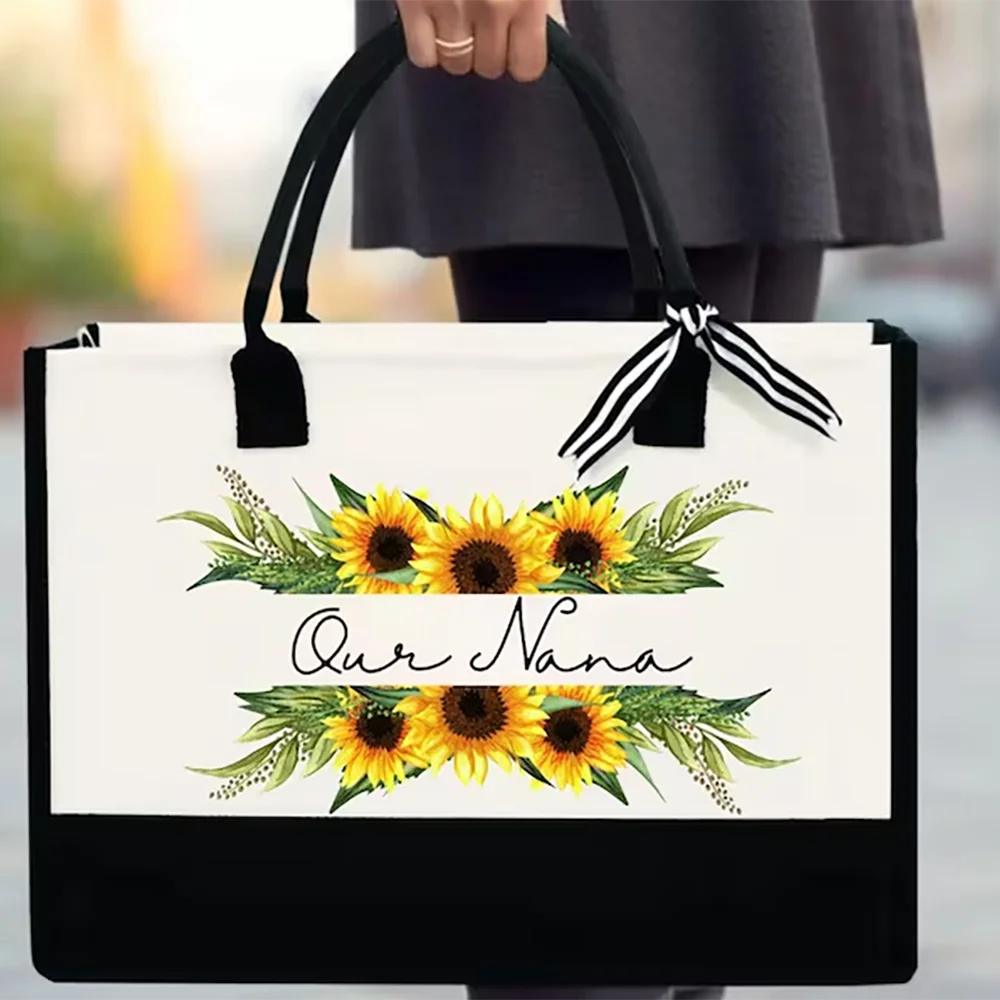 Personalized Sunflower Tote Bag | Gift for Mom, Teacher & Grandma