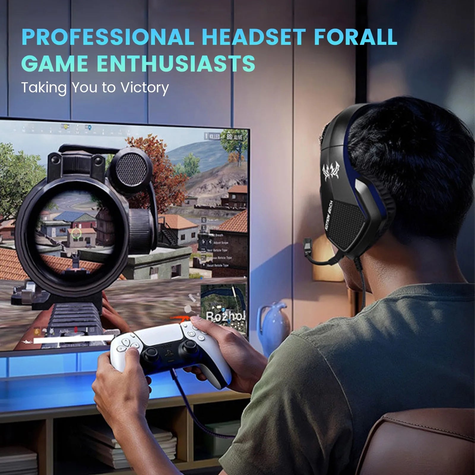 1PC Esports Wired Gaming Headset Over-Ear with Noise Cancelling Mic, LED Light Lightweight Headphones for PS5 PS4 PC Xbox Peaceful Pleasures Health and Wellness