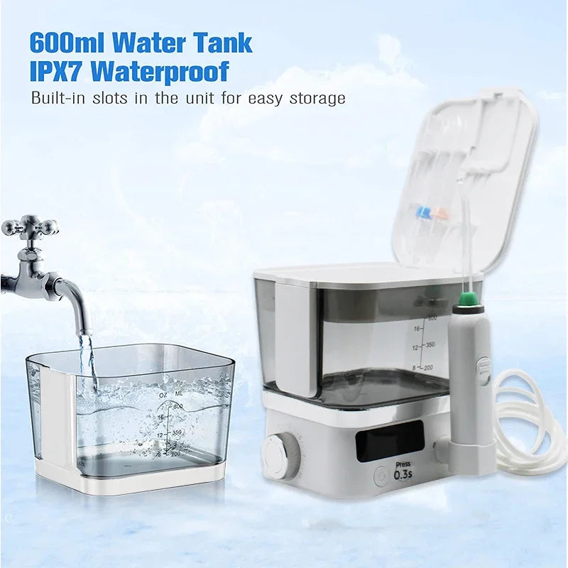 Water Flosser Oral Irrigator | 4 Nozzles, 10 Pressure Levels