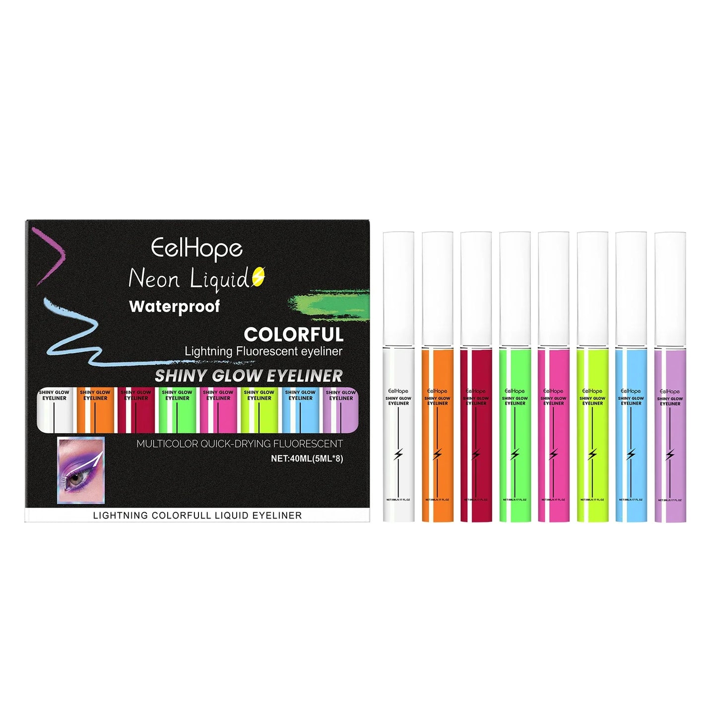 Eelhope Eye Shadow Palette & Waterproof Eyeliner Set – 8+ Colors