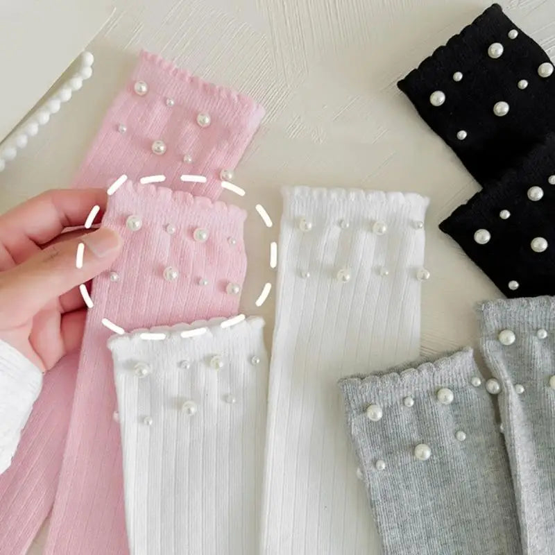 Girls Pearl Over-the-Knee Socks | Soft Breathable Stockings