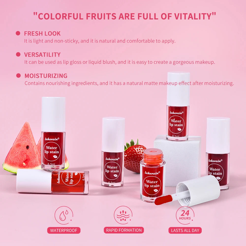 6Colors Water Lip Stain Moisturizing Lip Glaze Long Lasting Lip Ink Face Lip Dual Purpose Waterproof Liquid Cosmetic Makeup Peaceful Pleasures Health and Wellness