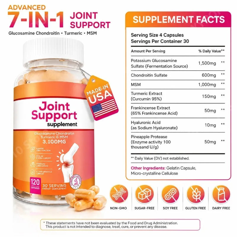 7-in-1 Joint Wellness Formula | Glucosamine Chondroitin MSM Turmeric
